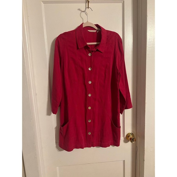 Soft Surroundings Rendezvous Tencel Linen Blend Chambray Pink Tunic Top Size XL - Picture 1 of 7